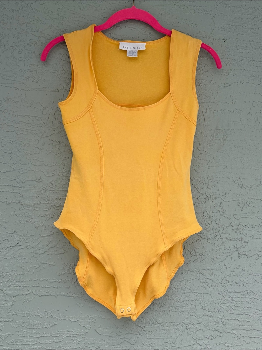 The Limited Yellow Scoop Neck Bodysuit with Wide Straps